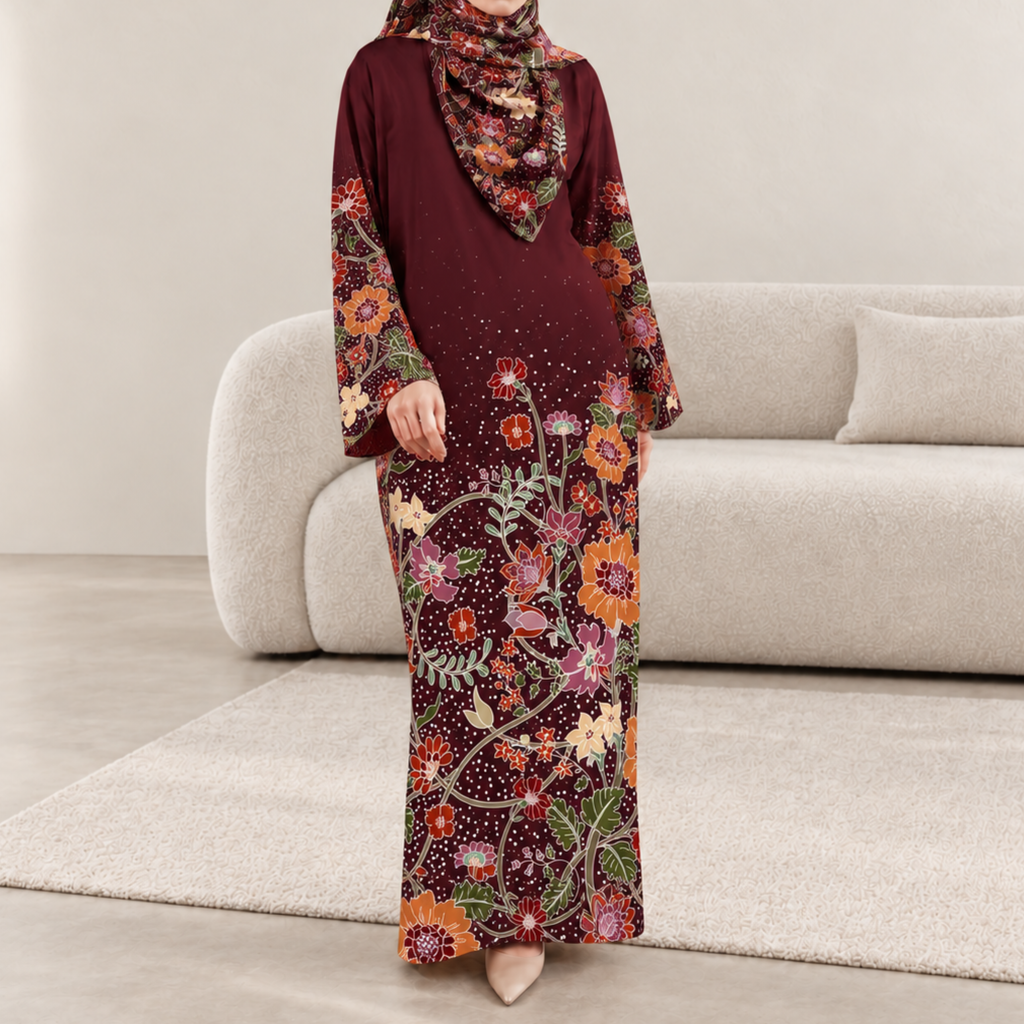AMAYA MAROON (FREE SHAWL)