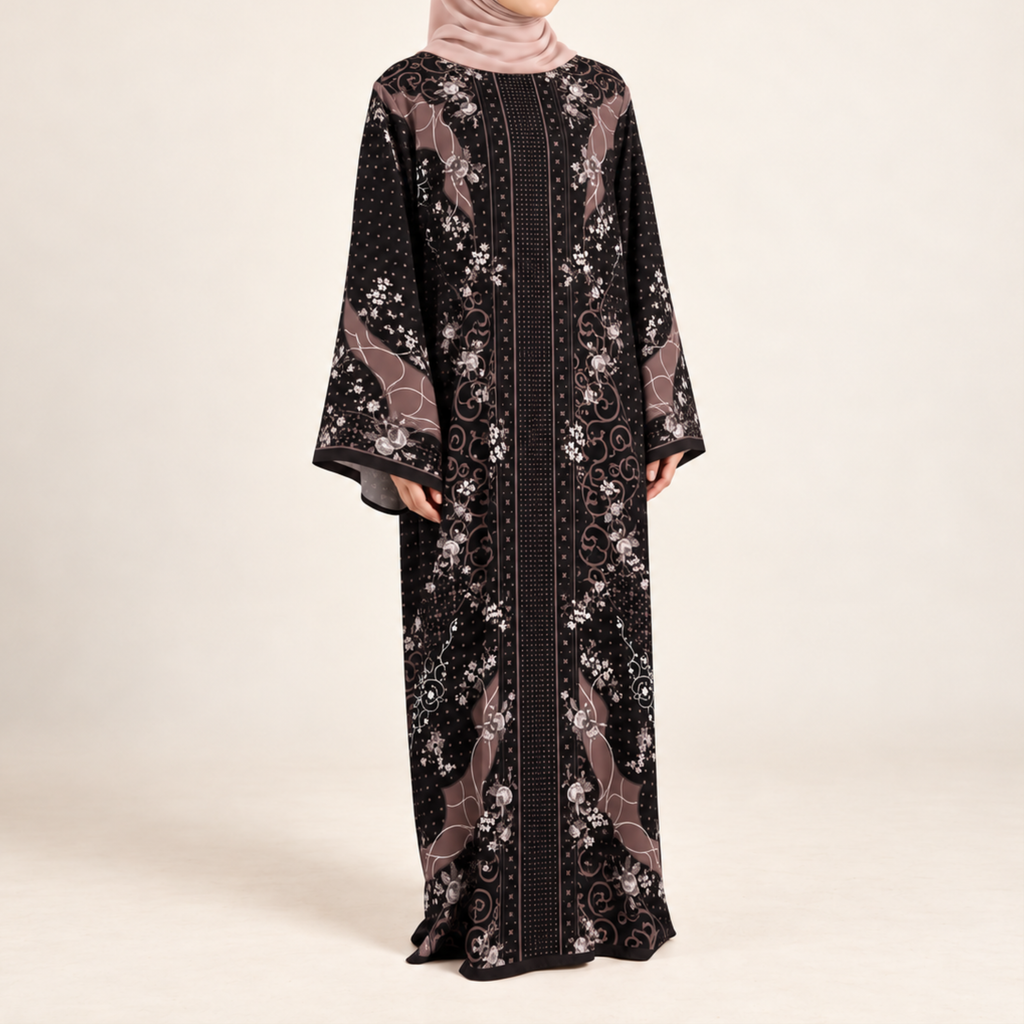 TAALIA KAFTAN IN PITCH (FREE SHAWL)