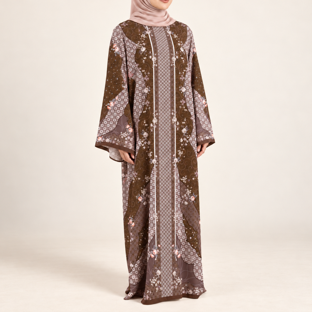 TAALIA KAFTAN IN DARK CHOCO (FREE SHAWL)
