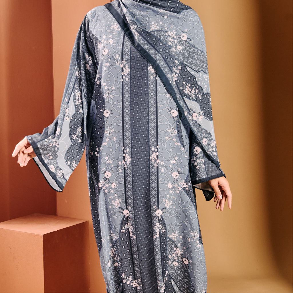 TAALIA KAFTAN IN NAVY BLUE (FREE SHAWL)