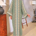 YUSRA KAFTAN IN MOSS (FREE SHAWL)