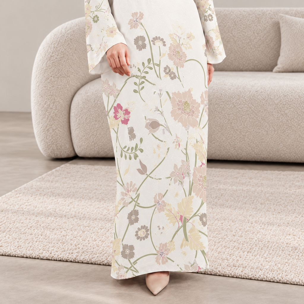 AMAYA KAFTAN IN CREAM (FREE SHAWL)