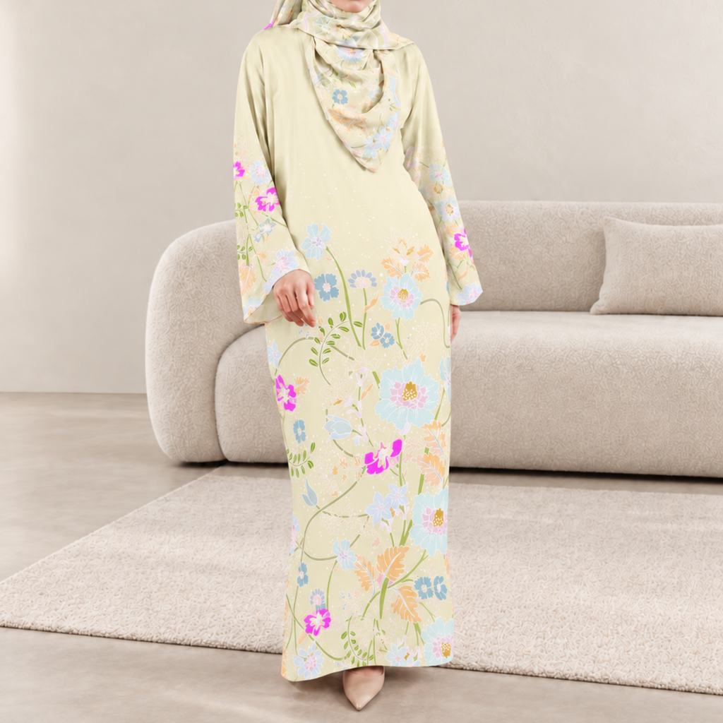 AMAYA KAFTAN IN YELLOW (FREE SHAWL)