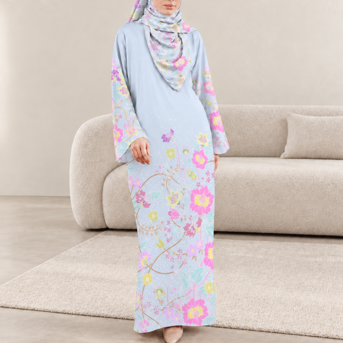 AMAYA POWDER BLUE (FREE SHAWL)