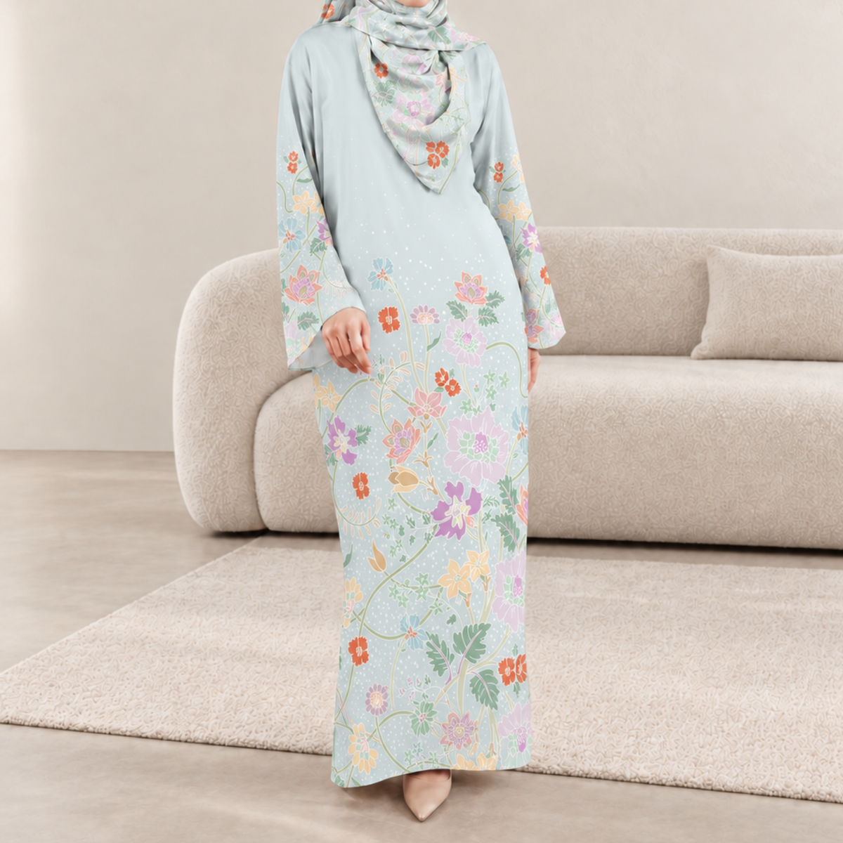 AMAYA MINT BLUE (FREE SHAWL)