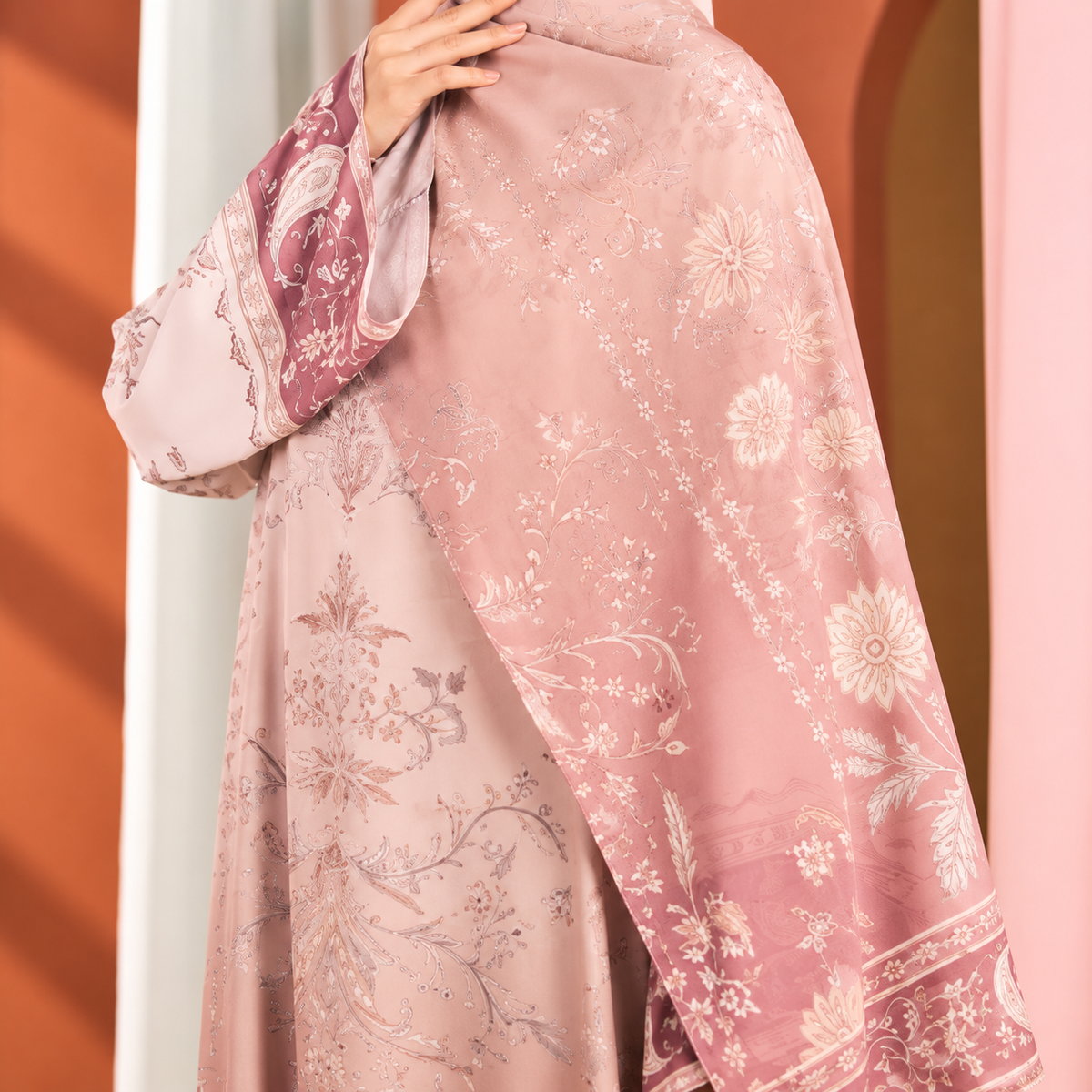 Juliette Ombré Kaftan – Dusty Rose (FREE SHAWL)