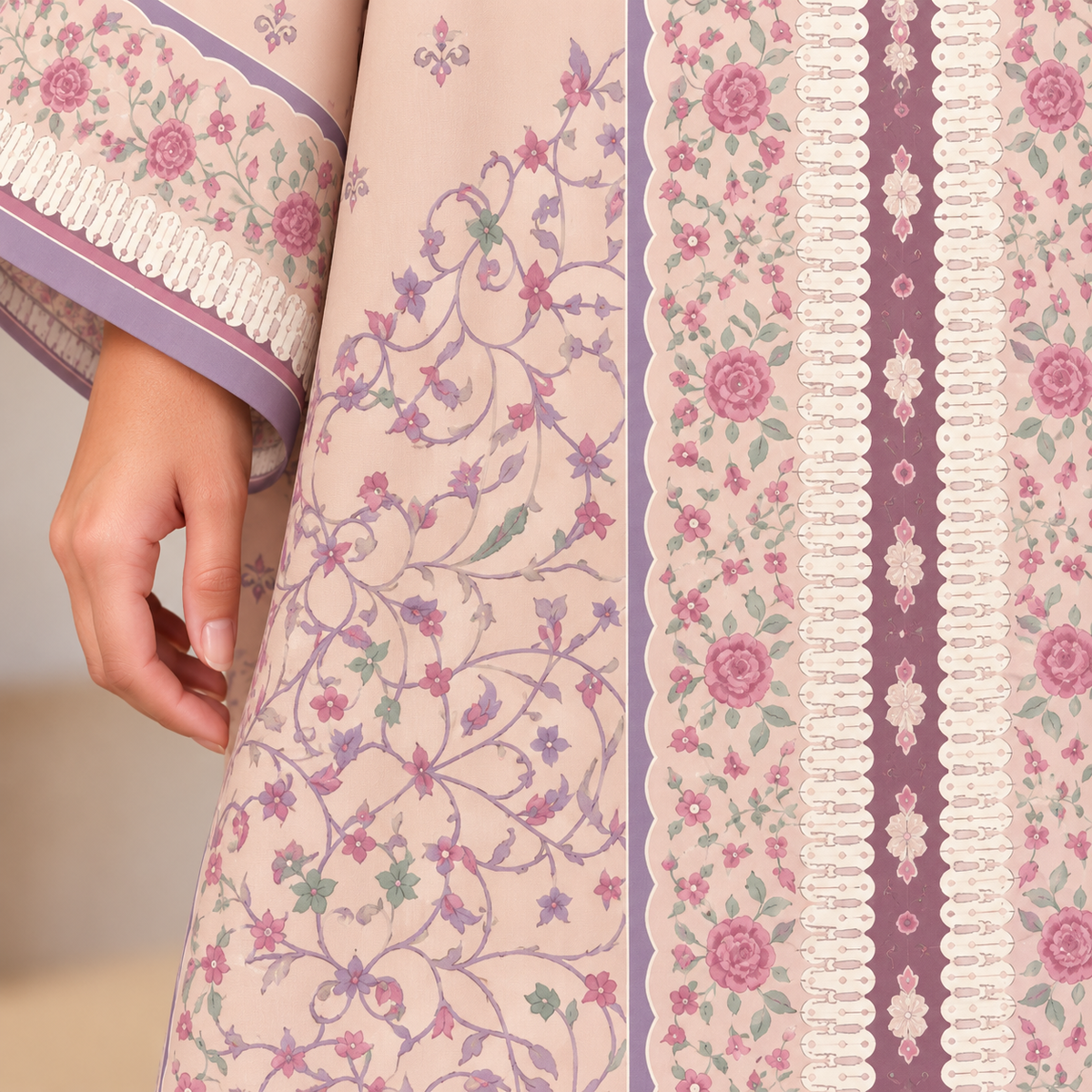 YUSRA KAFTAN IN LAVENDAR PINK (FREE SHAWL)
