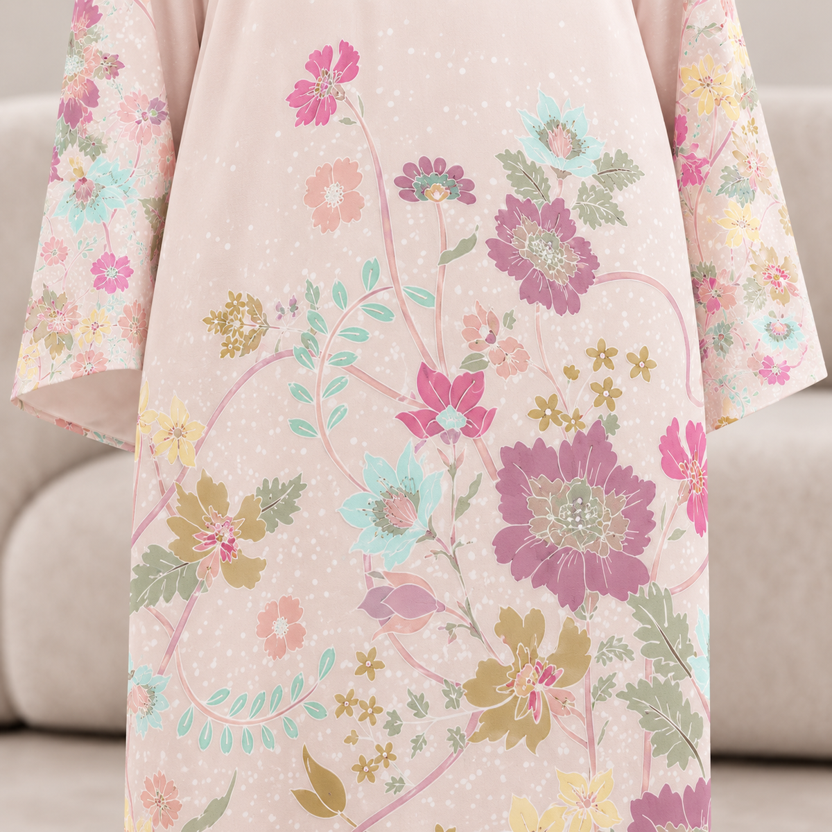 AMAYA KAFTAN IN BEIGE (FREE SHAWL)