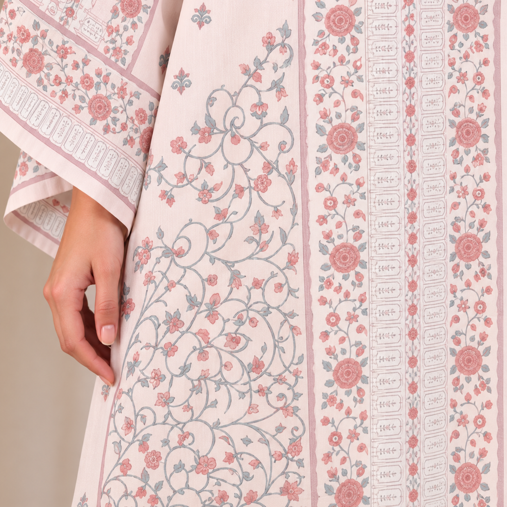 YUSRA KAFTAN IN DREAM PINK (FREE SHAWL)