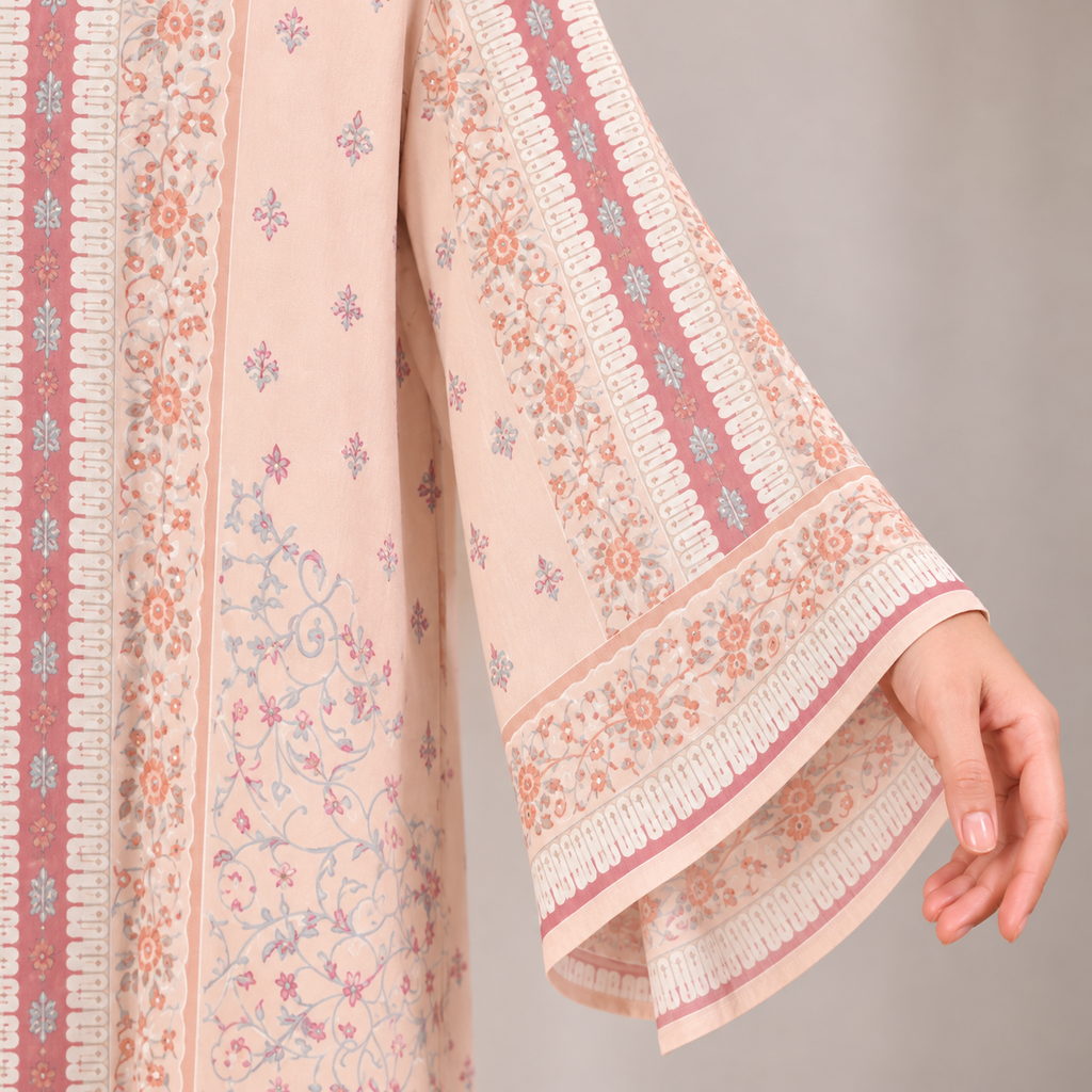 YUSRA KAFTAN IN APRICOT (FREE SHAWL)