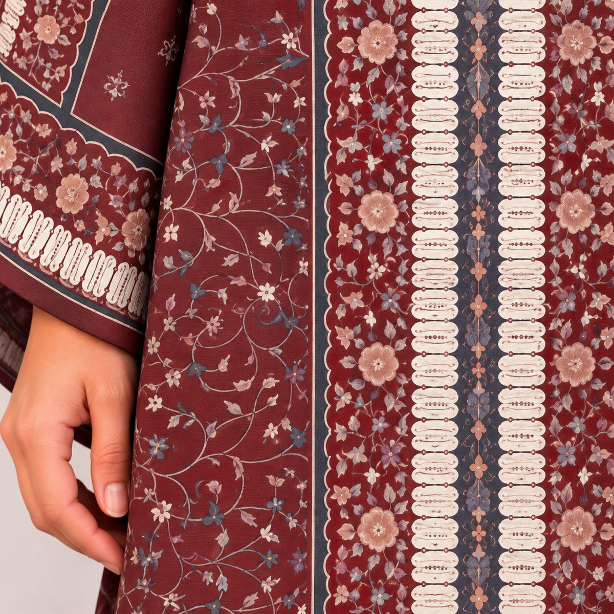 YUSRA KAFTAN IN WINE (FREE SHAWL)