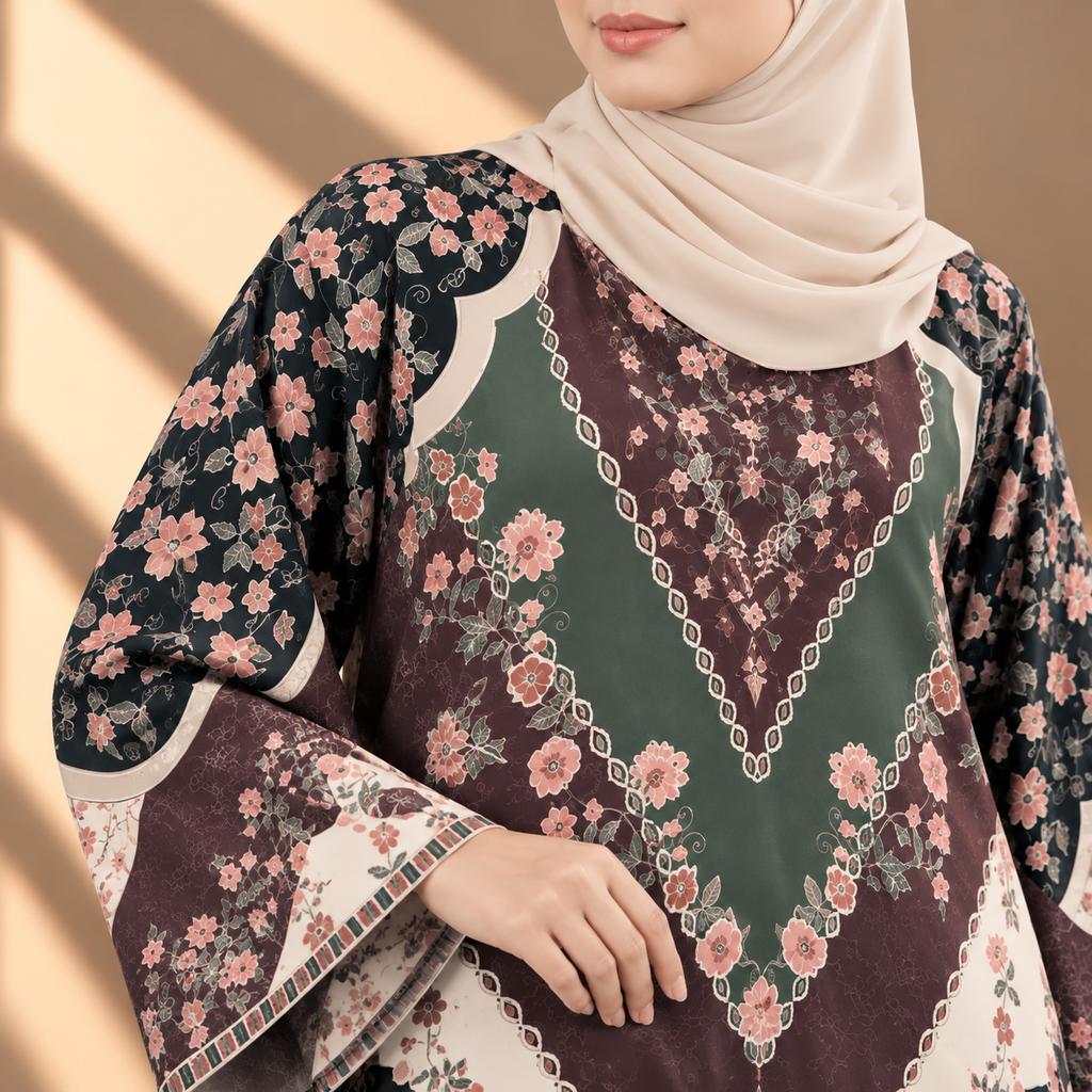 PUSPA KAFTAN IN CHOCO DUSK (FREE SHAWL)