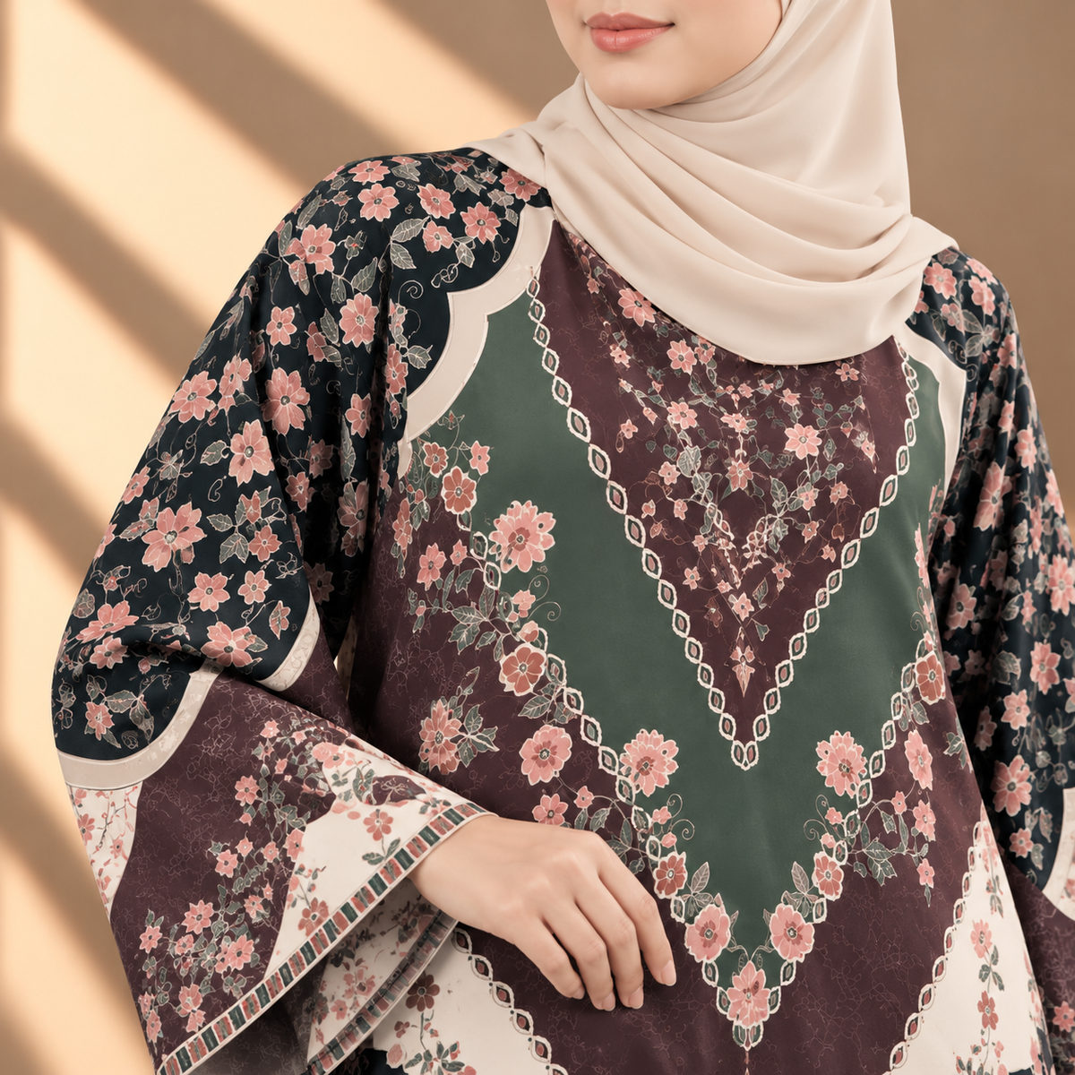 PUSPA KAFTAN IN CHOCO DUSK (FREE SHAWL)
