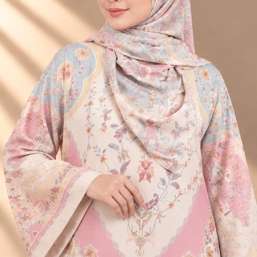 PUSPA KAFTAN IN COTTON CANDY (FREE SHAWL)