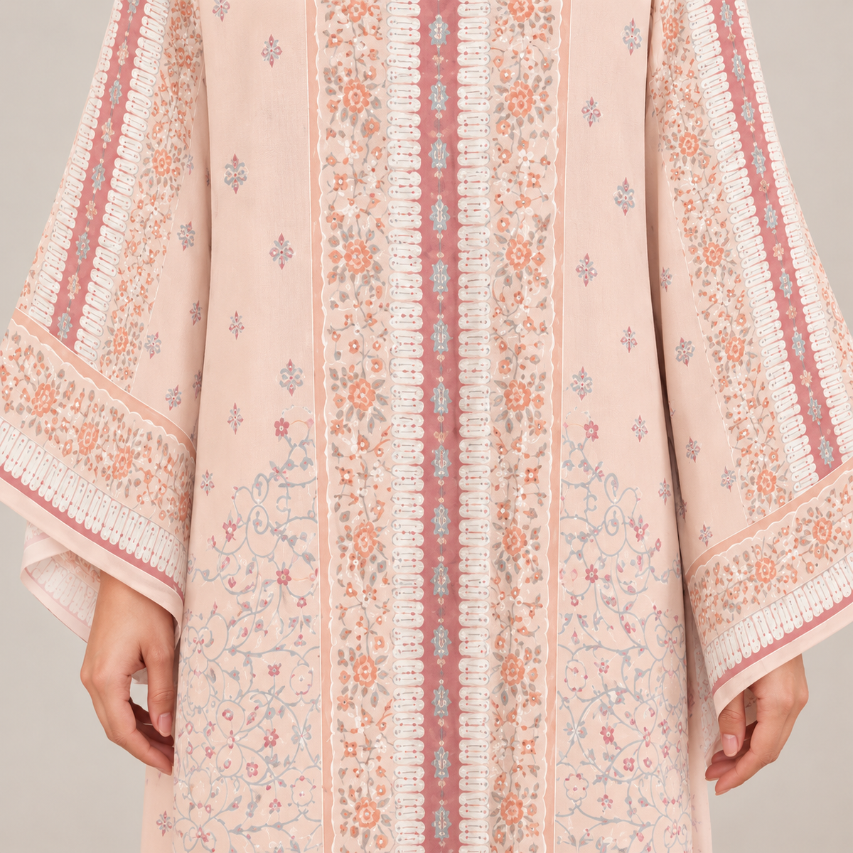 YUSRA KAFTAN IN APRICOT (FREE SHAWL)