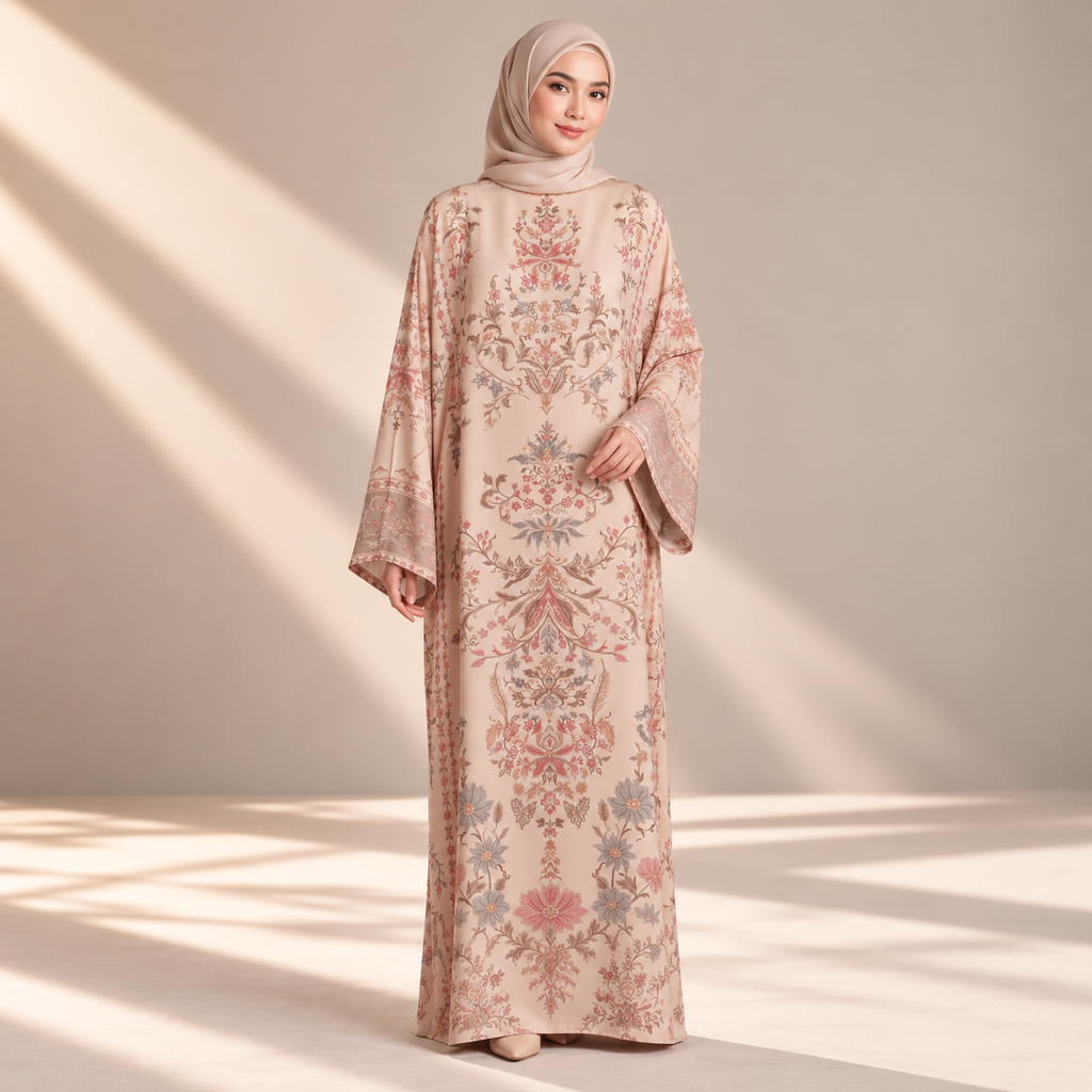 JULIETTE KAFTAN IN CREAM SAGE (FREE SHAWL)