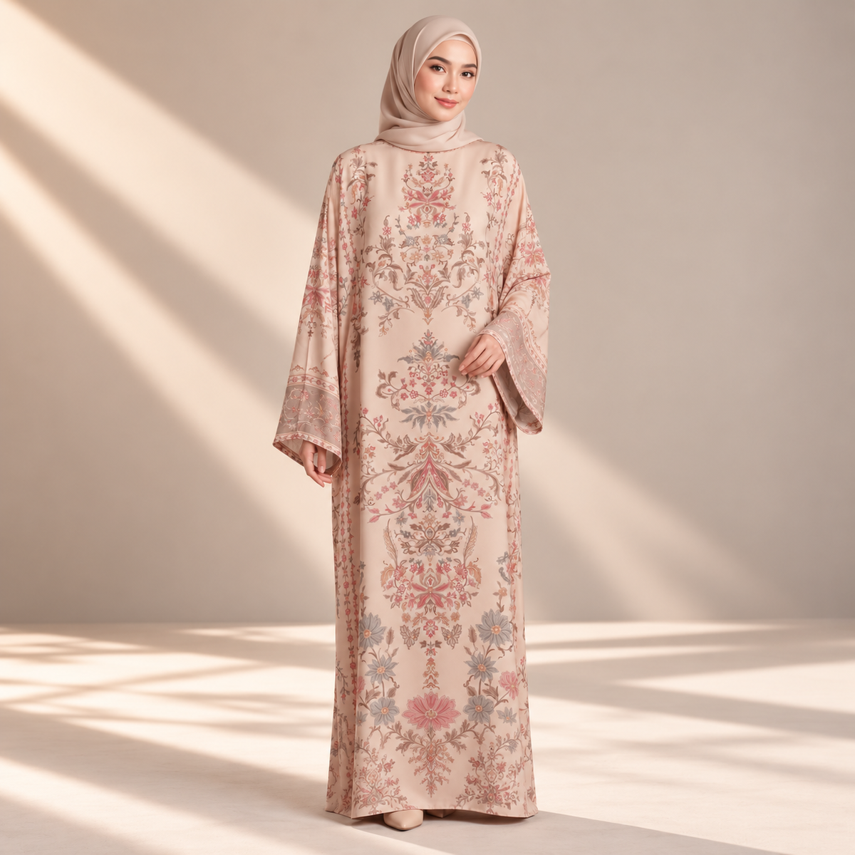 JULIETTE KAFTAN IN CREAM SAGE (FREE SHAWL)