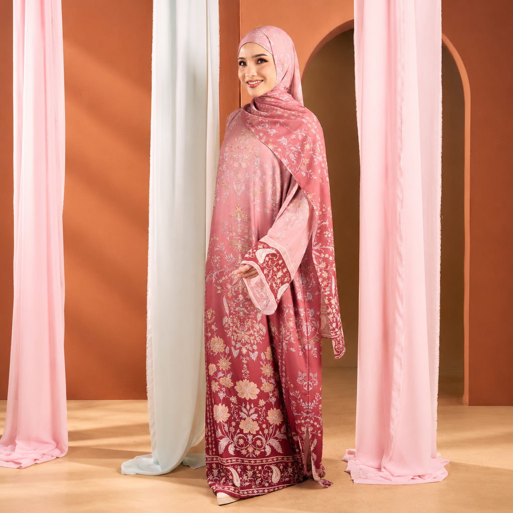 Juliette Ombré Kaftan – Mulberry Rose (FREE SHAWL)