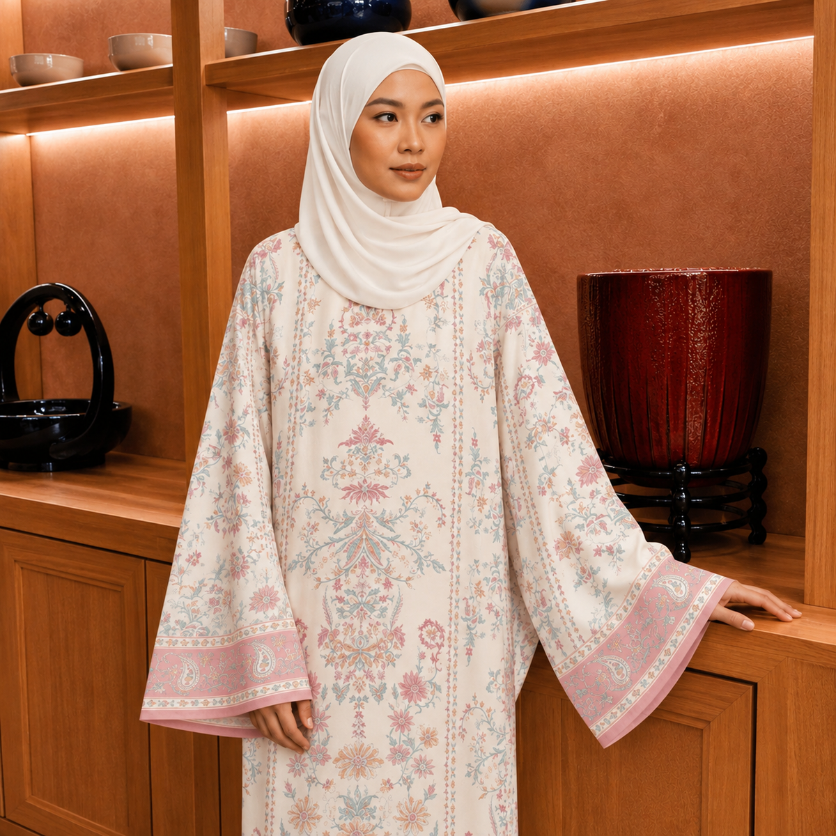 JULIETTE KAFTAN IN PEACH VANILLA (FREE SHAWL)