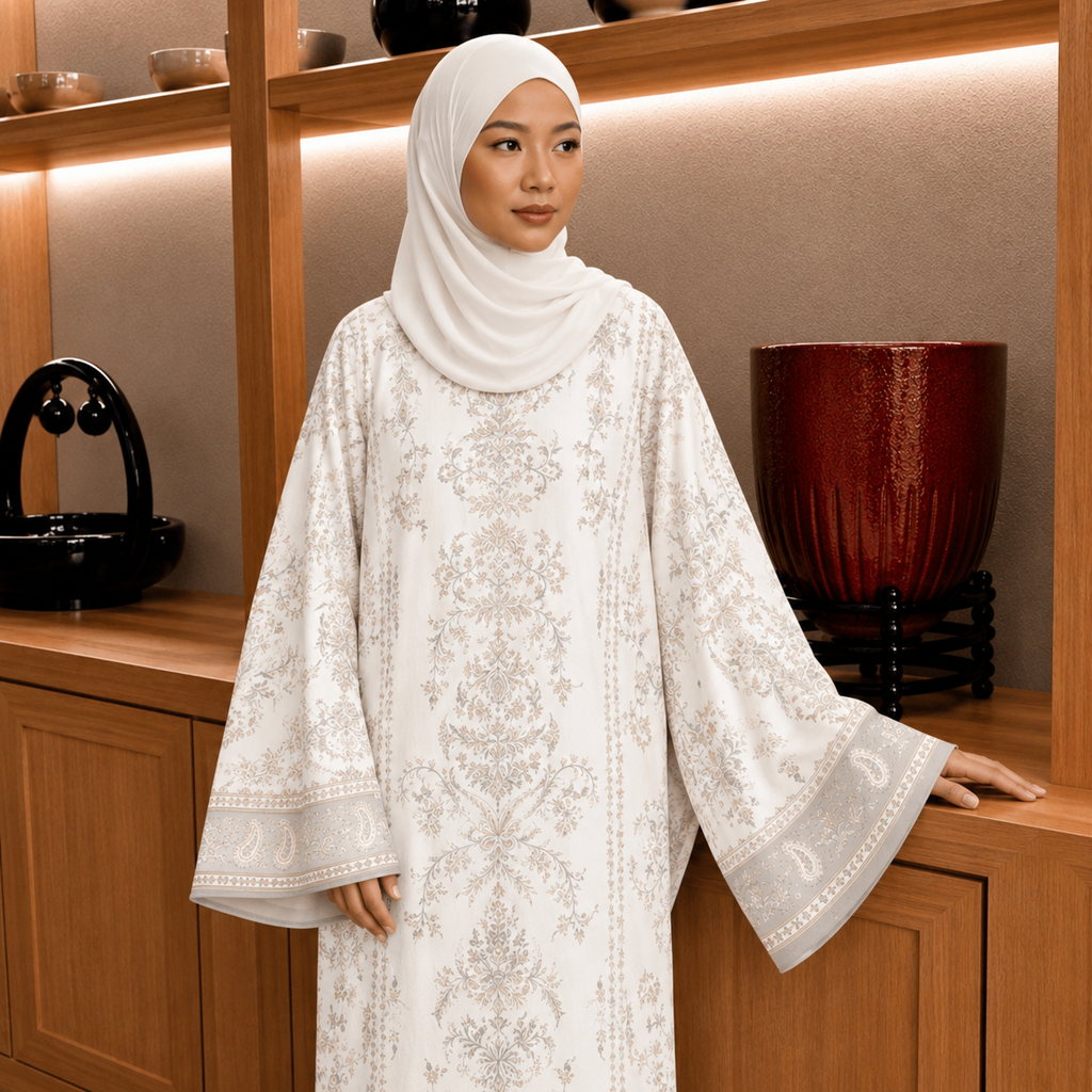 JULIETTE KAFTAN IN OFF WHITE (FREE SHAWL)