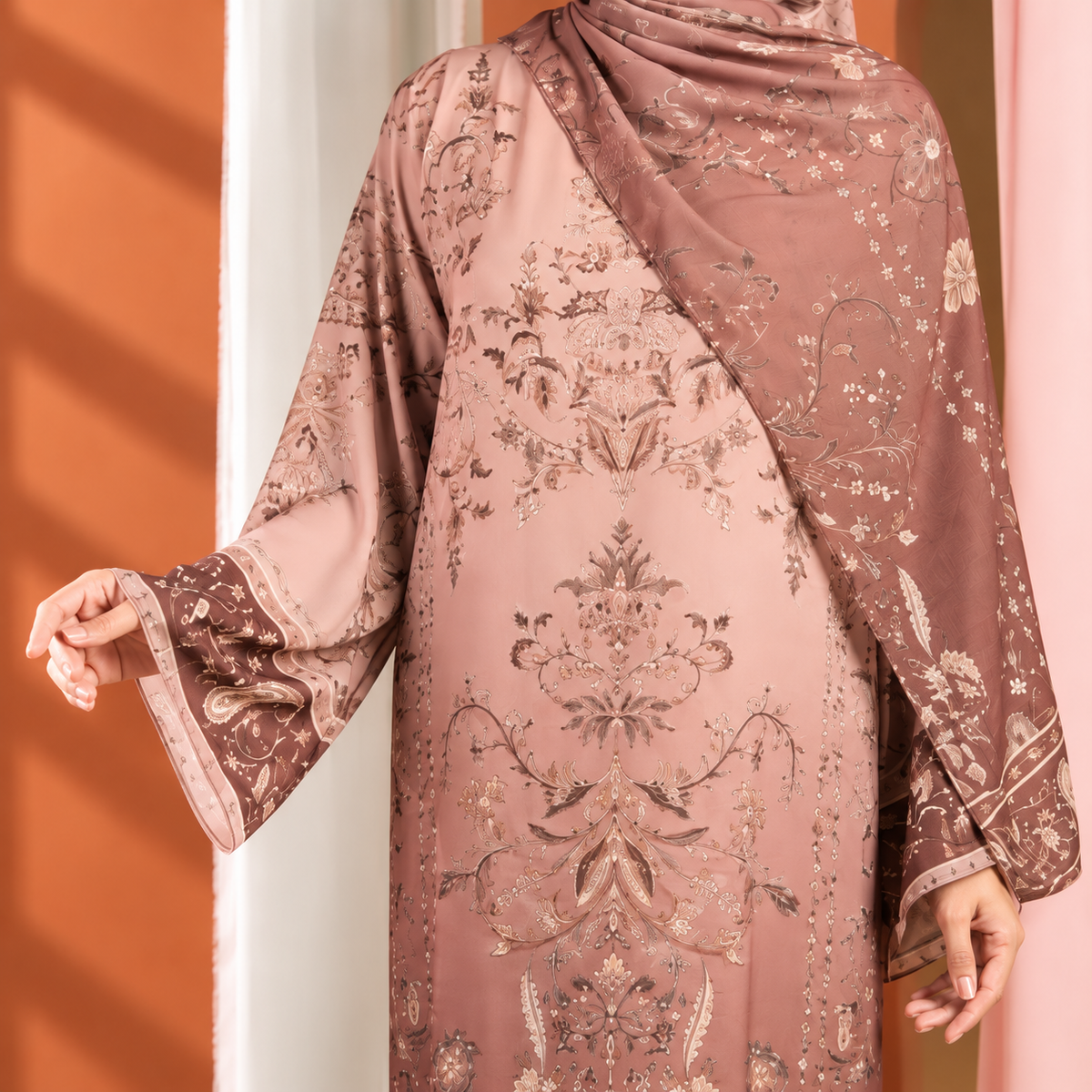 Juliette Ombré Kaftan – Mocha Brown (FREE SHAWL)