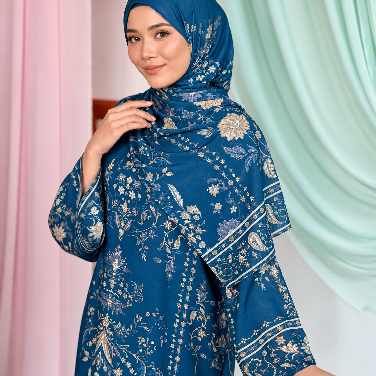 JULIETTE KAFTAN IN DARK BLUE (FREE SHAWL)