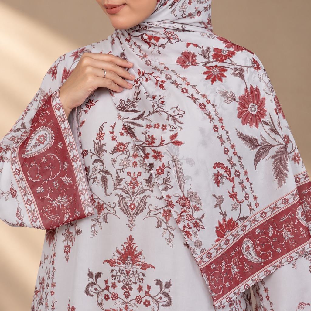 JULIETTE KAFTAN IN BURNT BERRY (FREE SHAWL)