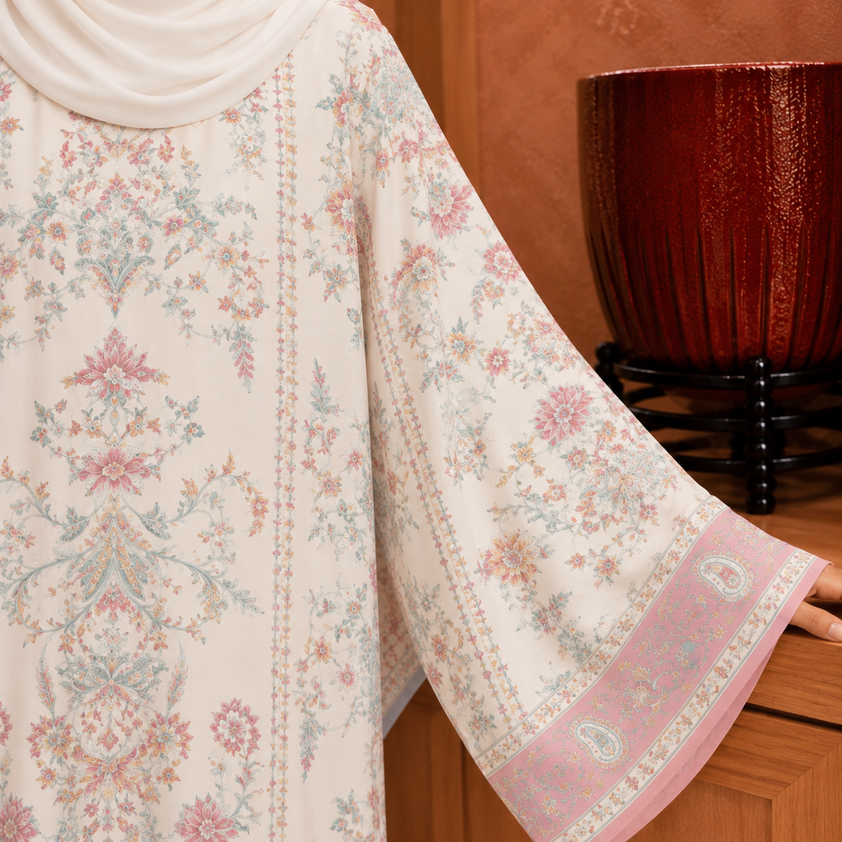 JULIETTE KAFTAN IN PEACH VANILLA (FREE SHAWL)