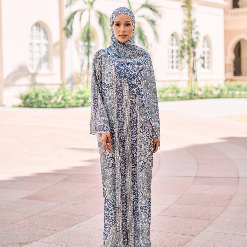 RAYANA KAFTAN IN DENIM (FREE SHAWL)