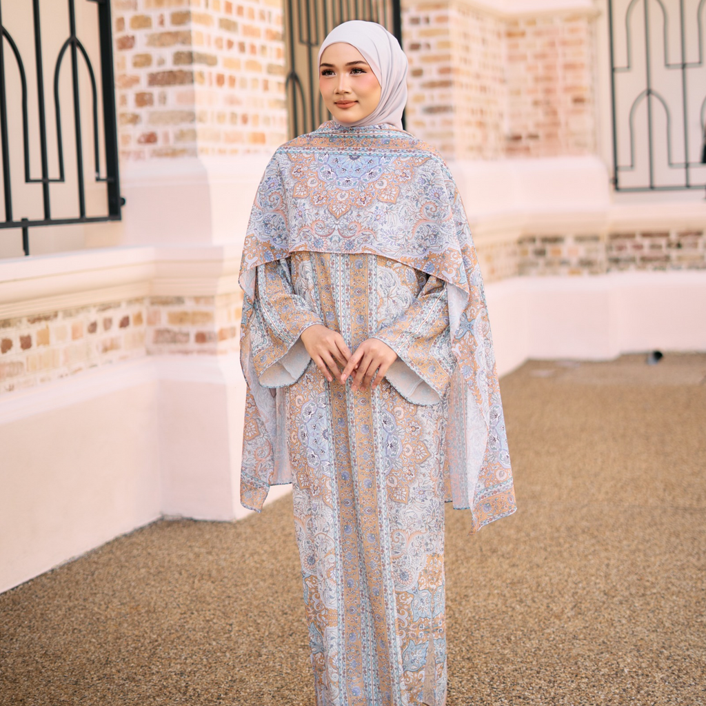 RAYANA KAFTAN IN BUTTERMILK (FREE SHAWL)