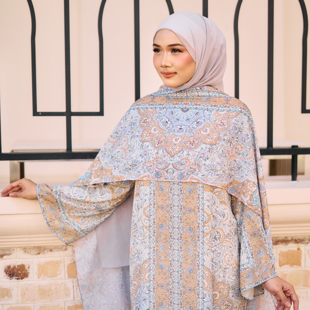 RAYANA KAFTAN IN BUTTERMILK (FREE SHAWL)