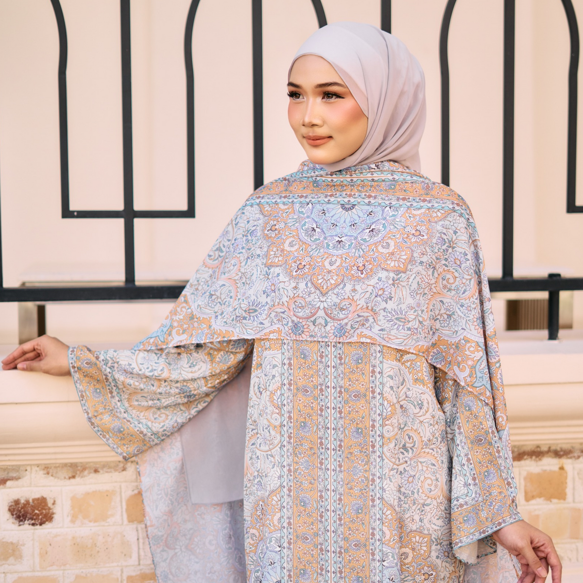 RAYANA KAFTAN IN BUTTERMILK (FREE SHAWL)
