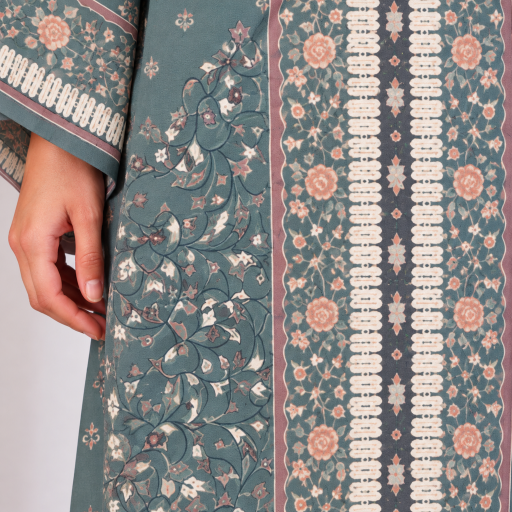 YUSRA KAFTAN IN JASPER GREEN (FREE SHAWL)