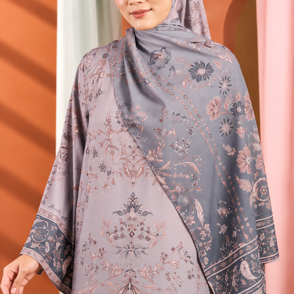 Juliette Ombré Kaftan – Dusty Blue (FREE SHAWL)