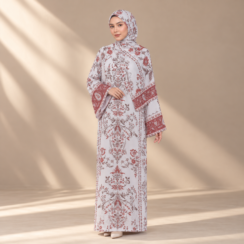 JULIETTE KAFTAN IN BURNT BERRY (FREE SHAWL)
