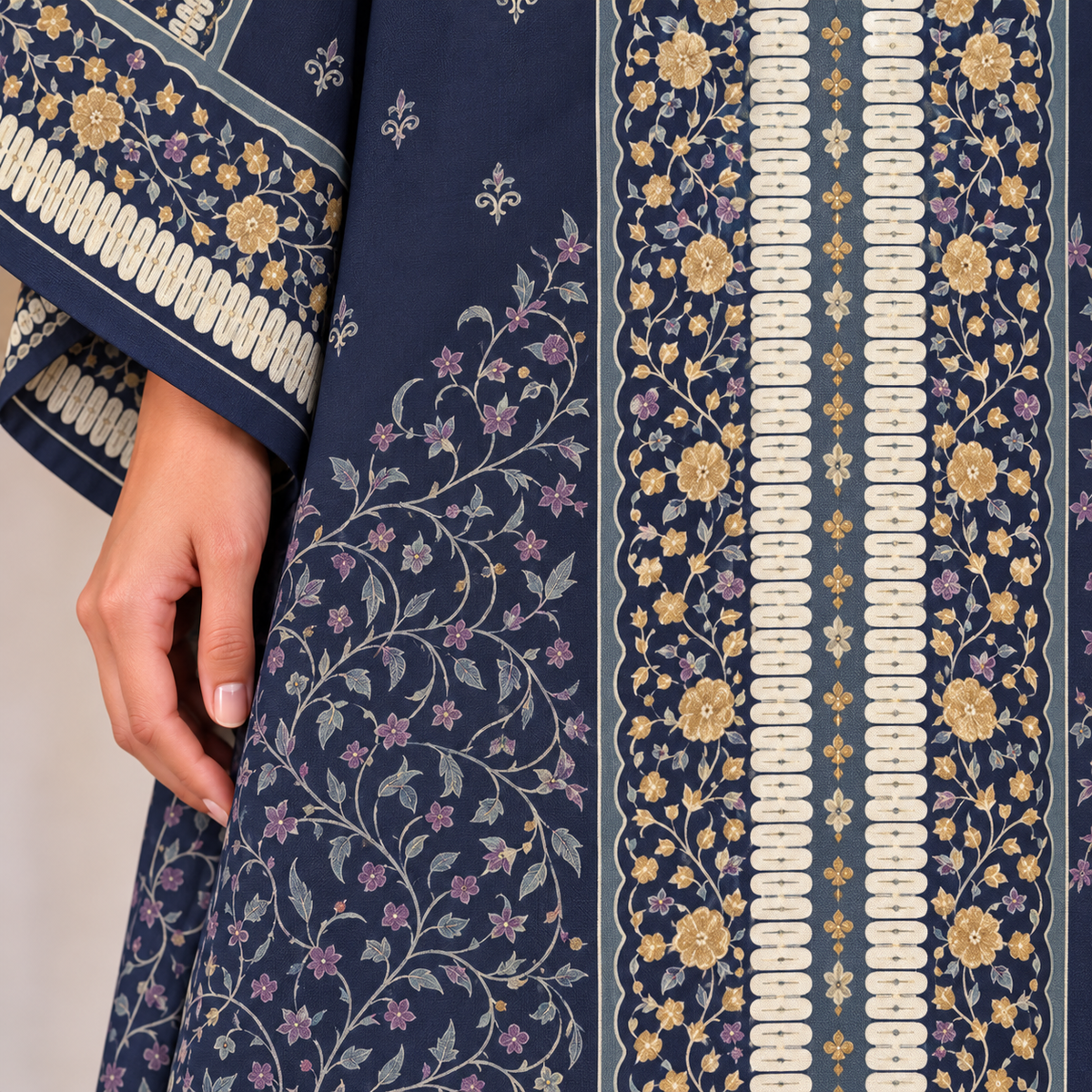 YUSRA KAFTAN IN MIDNIGHT BLUE (FREE SHAWL)