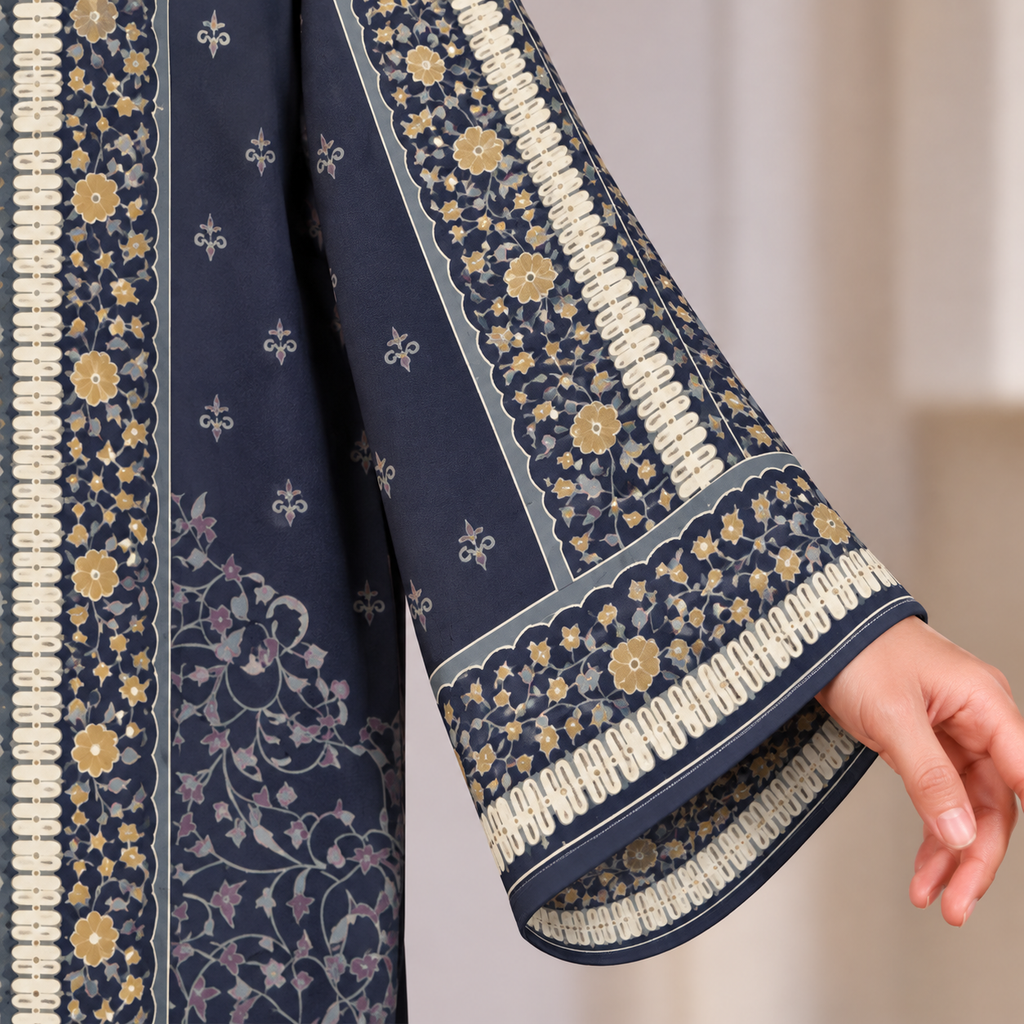 YUSRA KAFTAN IN MIDNIGHT BLUE (FREE SHAWL)