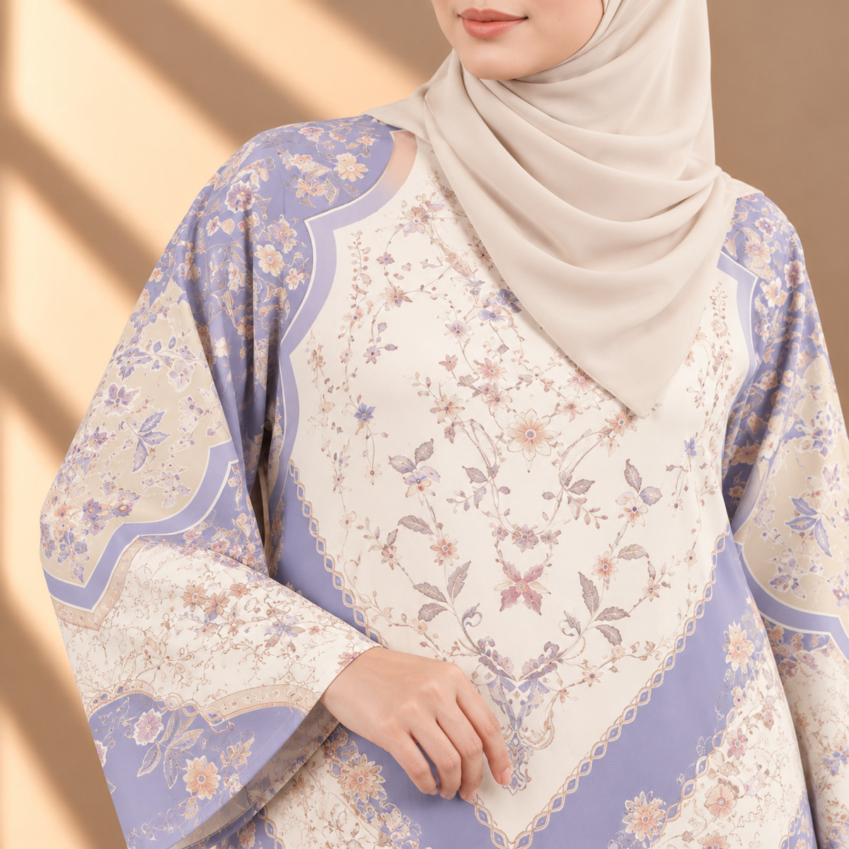 PUSPA KAFTAN IN PURPLE (FREE SHAWL)