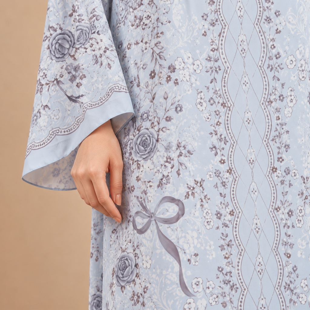 KAYLA KAFTAN IN CLOUD BLUE (FREE SHAWL)