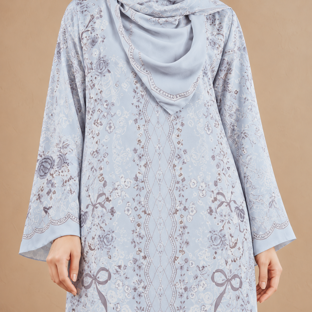 KAYLA KAFTAN IN CLOUD BLUE (FREE SHAWL)