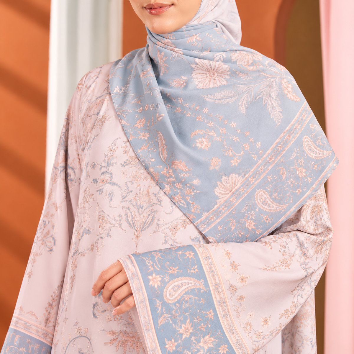 Juliette Ombré Kaftan – Misty Blue (FREE SHAWL) – BELHAMS