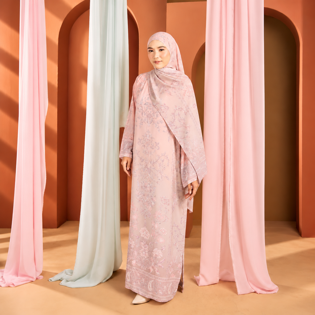 Juliette Ombré Kaftan – Blush Sage (FREE SHAWL)