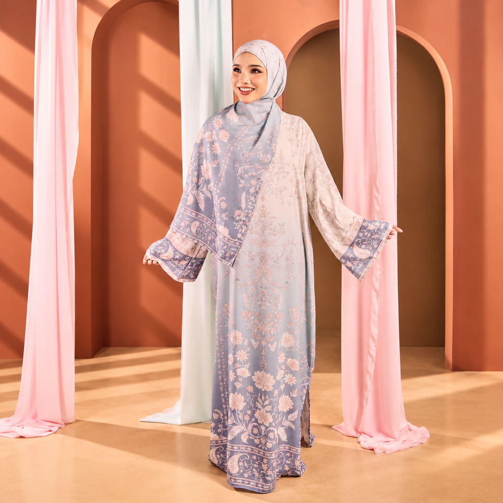 Juliette Ombré Kaftan – Periwinkle (FREE SHAWL)