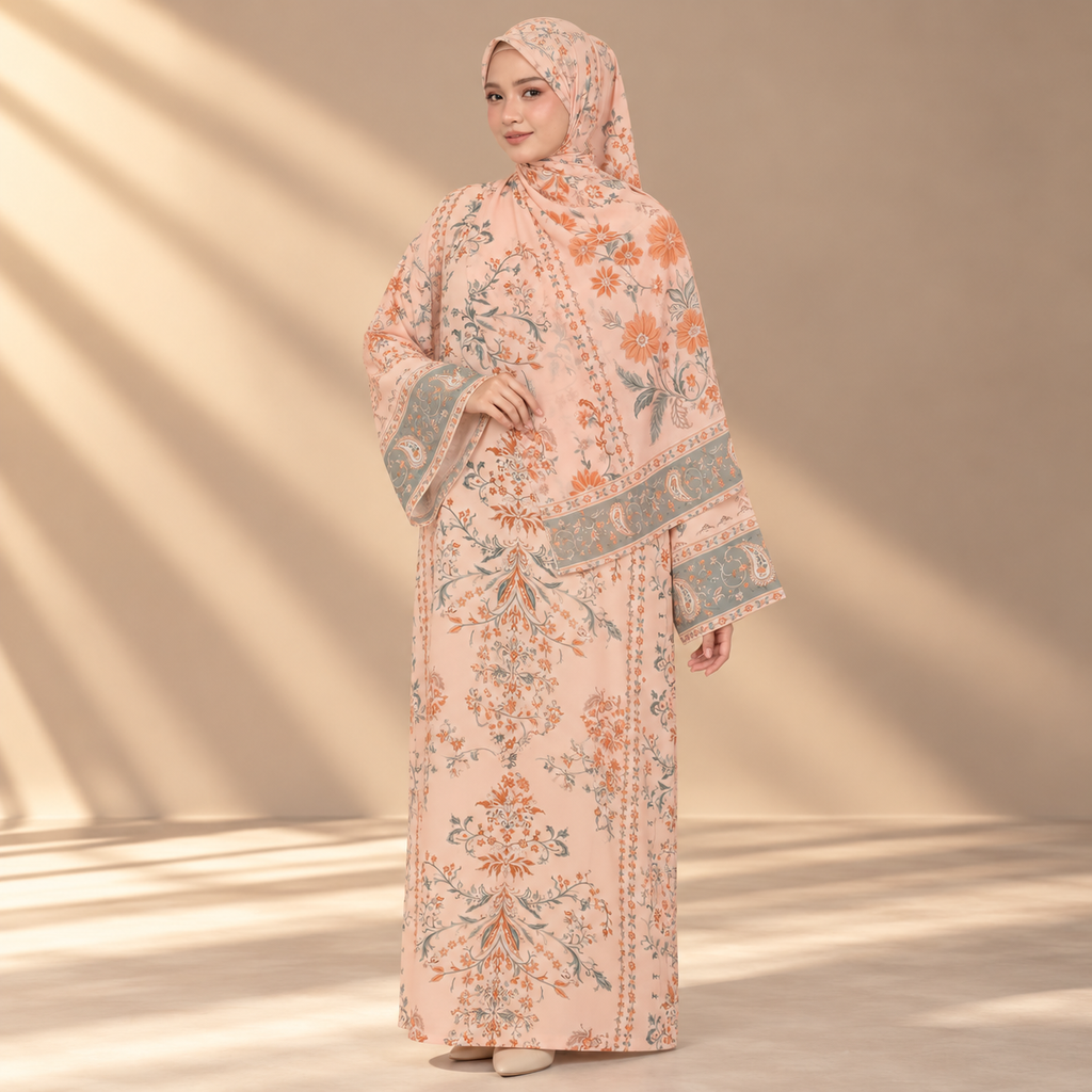 JULIETTE KAFTAN IN ORANGE (FREE SHAWL)
