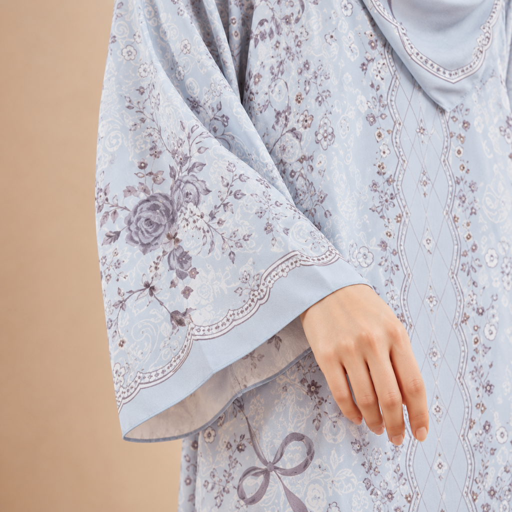 KAYLA KAFTAN IN CLOUD BLUE (FREE SHAWL)