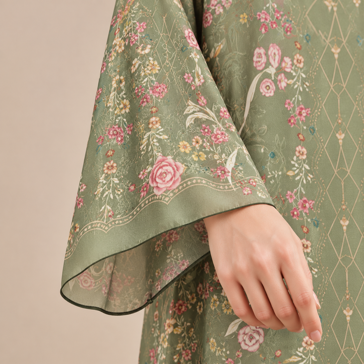 KAYLA KAFTAN IN OLIVE (FREE SHAWL)
