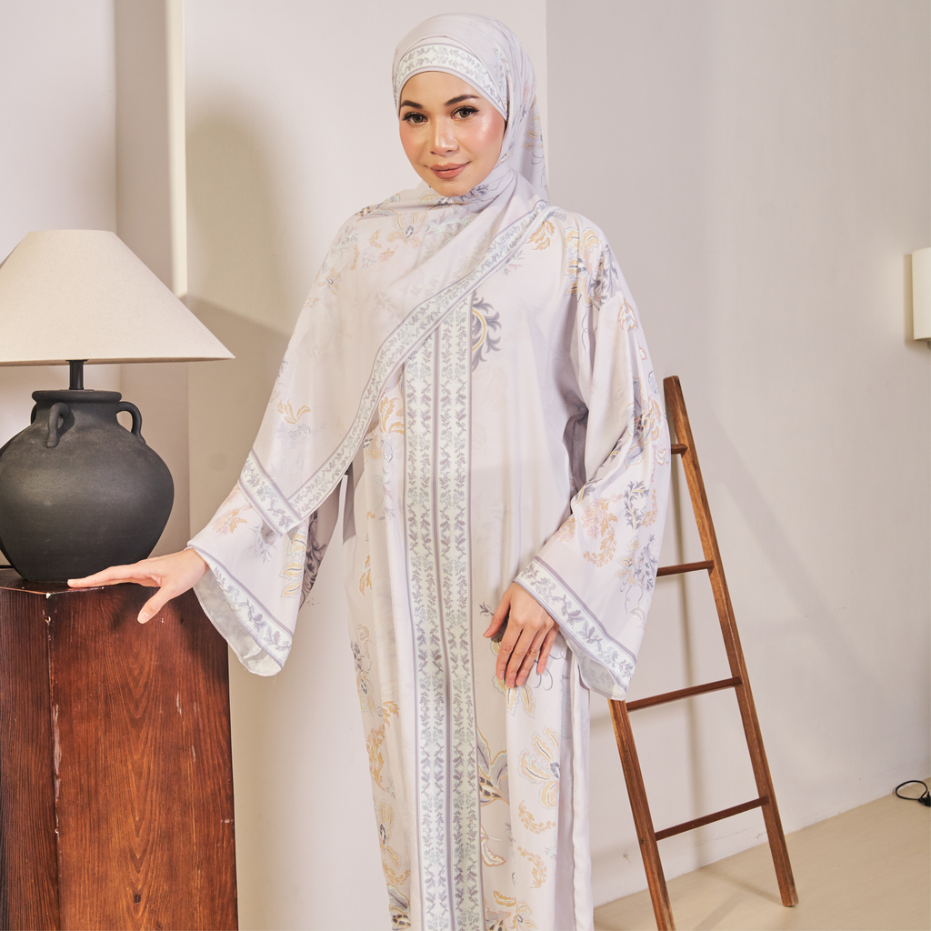 AULIA KAFTAN IN GREY (FREE SHAWL)