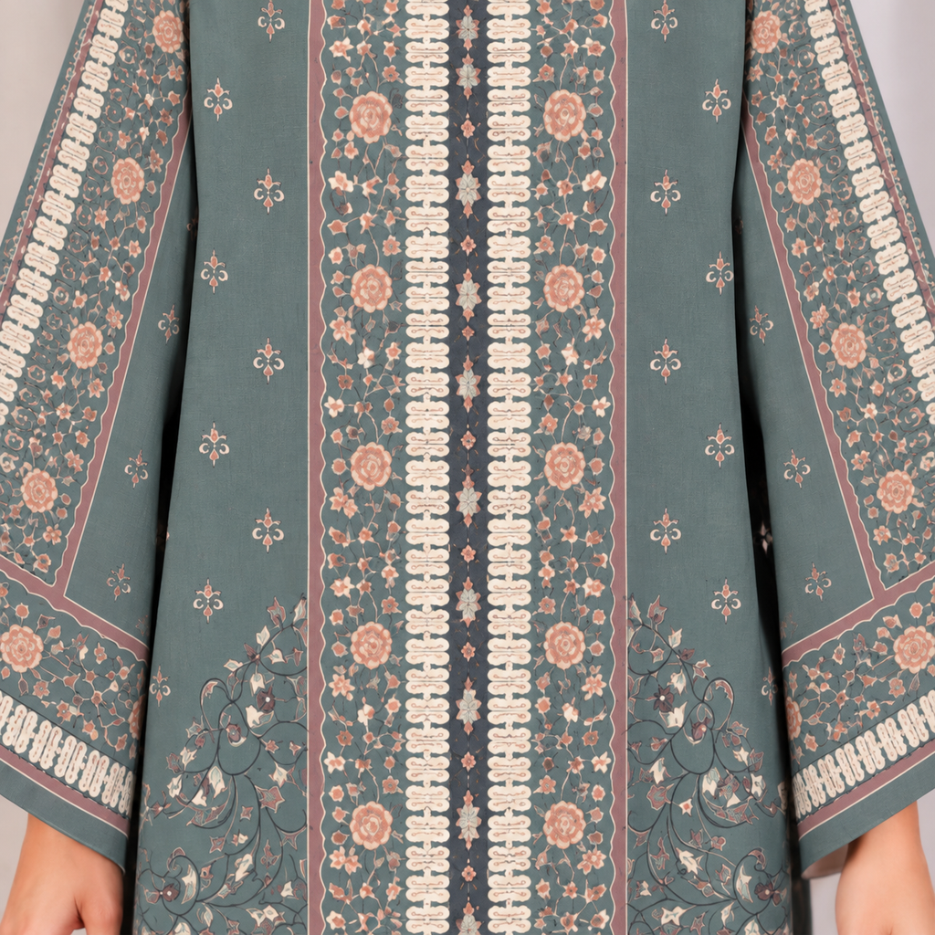 YUSRA KAFTAN IN JASPER GREEN (FREE SHAWL)