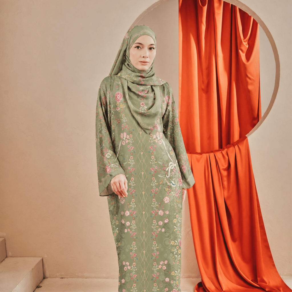 KAYLA KAFTAN IN OLIVE (FREE SHAWL)