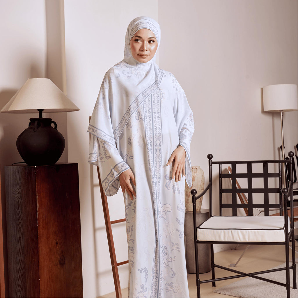 AULIA KAFTAN IN ICE BLUE (FREE SHAWL)